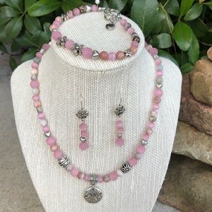Rose Quartz Sanddollar Jewelry Set